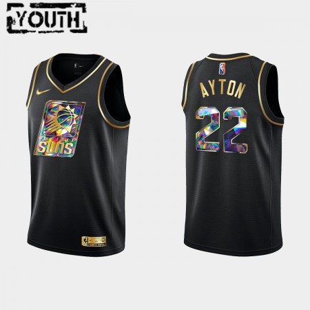 Barn Phoenix Suns Tröja Deandre Ayton 22 Nike 2021-22 Svart Golden Edition 75th Anniversary Diamond Swingman